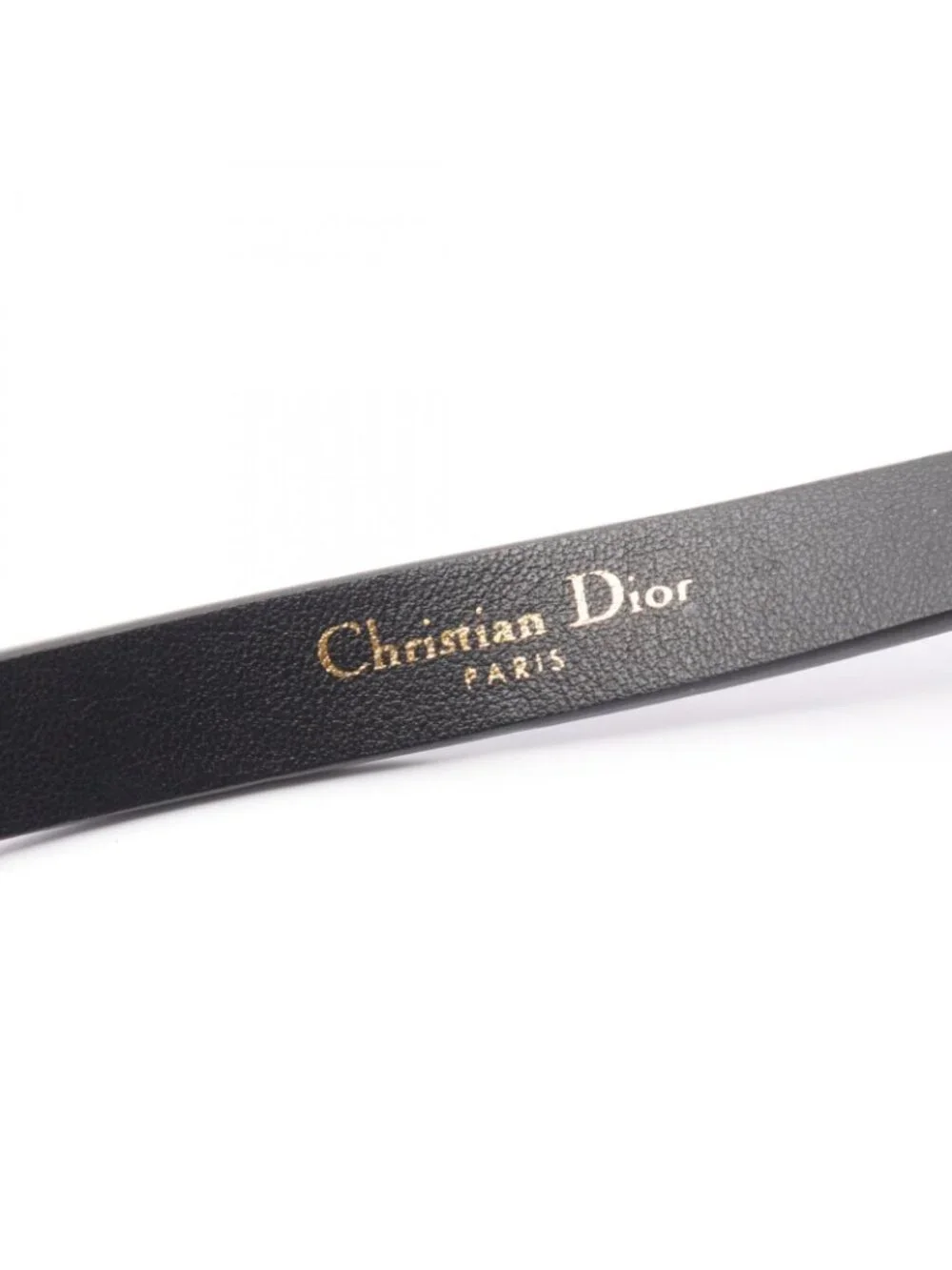 Dior Belt CD Logo Buckle Rhinestone Gold Leather